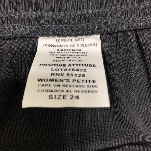 Positive Attitude Brand Women's Black Silky Skirt with Ruffle, Size 24WP, NWT - Picture 2 of 2